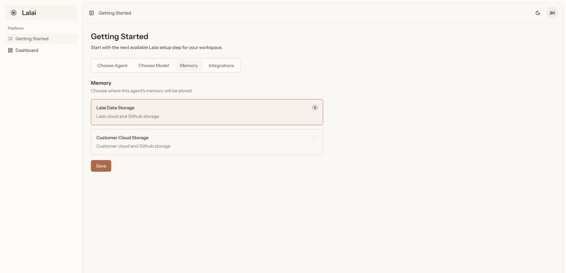 Lalai Getting Started memory storage interface